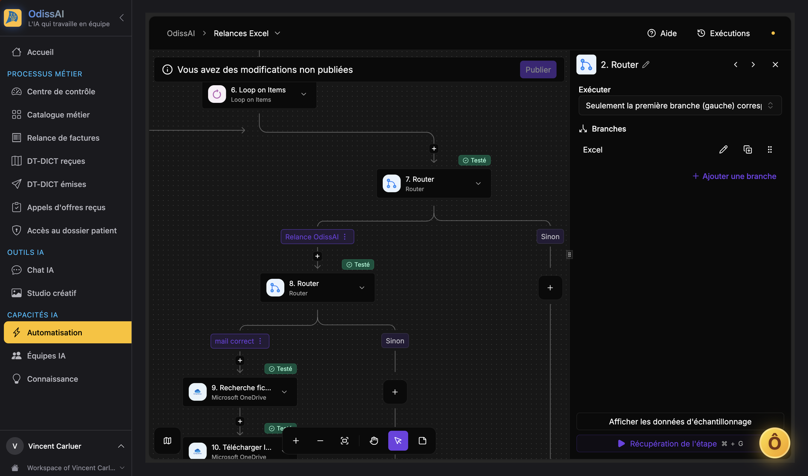 &Eacute;diteur de flux d'automatisation OdissAI