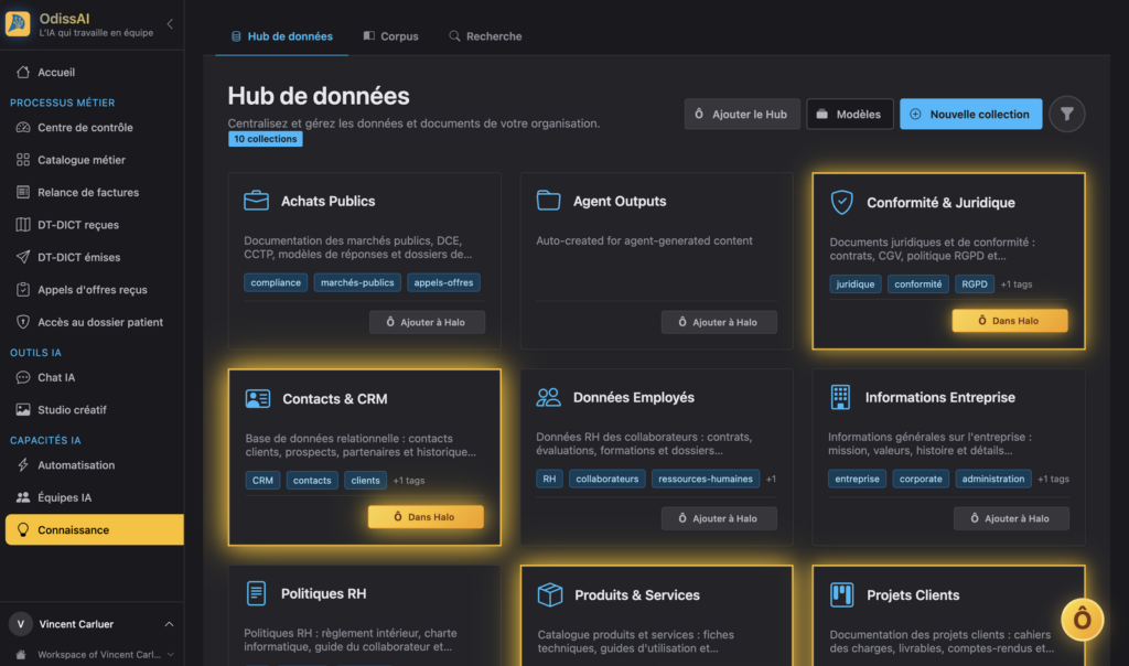 Hub de donn&eacute;es OdissAI : les collections de connaissances m&eacute;tier